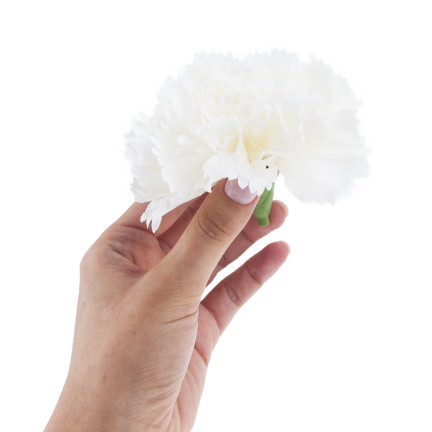 CV31484-1 Nelke Künstliche Blume Kopf Künstliche Blumen wie Live für Kopfbedeckungen weiß
