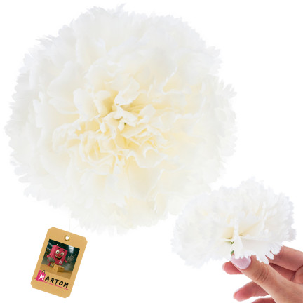 CV31484-1 Nelke Künstliche Blume Kopf Künstliche Blumen wie Live für Kopfbedeckungen weiß