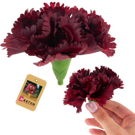 CV31484-20 Nelke Blume Kopf künstliche Blumen wie Live für Kopfbedeckungen Maroon