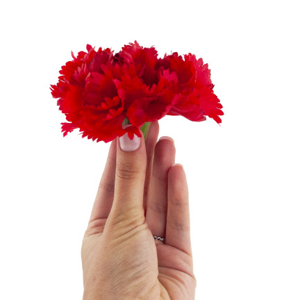 CV31484-6 Nelke Blume Kopf künstliche Blumen wie Live für Kopfbedeckungen rot