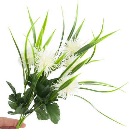 CV31741-1 ZIERZWEIG GRAS BLÄTTER DISTEL BLÜTEN WEISS