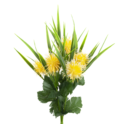 CV31741-2 ZIERZWEIG GRÄSER BLÄTTER DISTEL BLUMEN GELB
