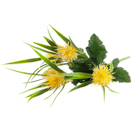 CV31741-2 ZIERZWEIG GRÄSER BLÄTTER DISTEL BLUMEN GELB
