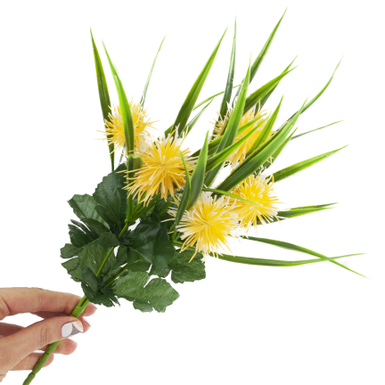 CV31741-2 ZIERZWEIG GRÄSER BLÄTTER DISTEL BLUMEN GELB