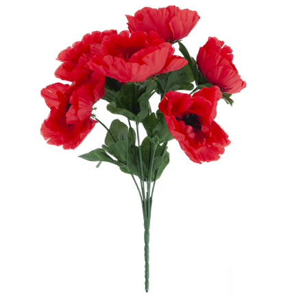 Mohnblumen-Dekorationsstrauß, Kunstblumen, Frühlingsdekoration, rot, 7 Blüten
