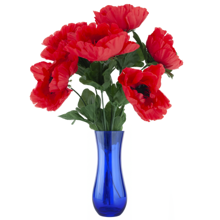 Mohnblumen-Dekorationsstrauß, Kunstblumen, Frühlingsdekoration, rot, 7 Blüten