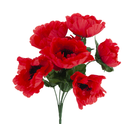 Mohnblumen-Dekorationsstrauß, Kunstblumen, Frühlingsdekoration, rot, 7 Blüten