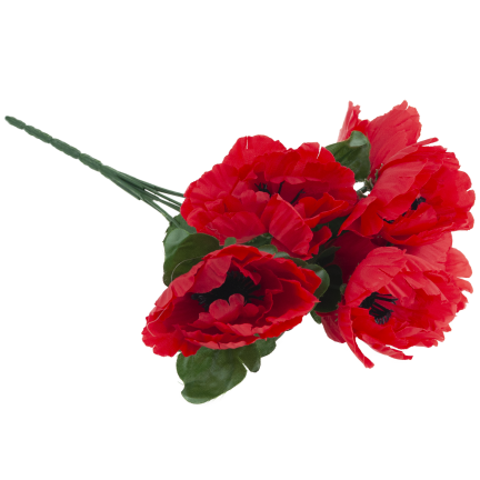 Mohnblumen-Dekorationsstrauß, Kunstblumen, Frühlingsdekoration, rot, 7 Blüten