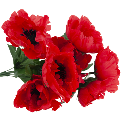 Mohnblumen-Dekorationsstrauß, Kunstblumen, Frühlingsdekoration, rot, 7 Blüten
