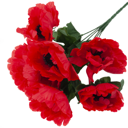 Mohnblumen-Dekorationsstrauß, Kunstblumen, Frühlingsdekoration, rot, 7 Blüten