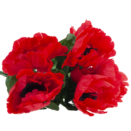 Mohnblumen-Dekorationsstrauß, Kunstblumen, Frühlingsdekoration, rot, 7 Blüten