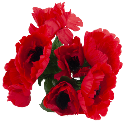 Mohnblumen-Dekorationsstrauß, Kunstblumen, Frühlingsdekoration, rot, 7 Blüten