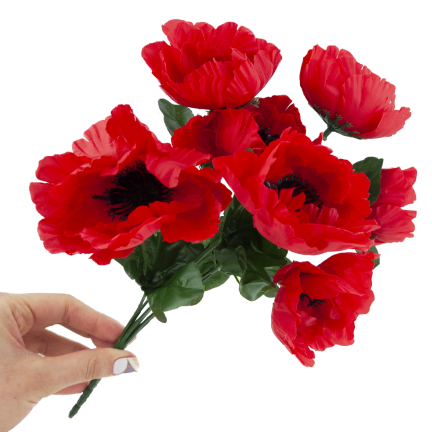 Mohnblumen-Dekorationsstrauß, Kunstblumen, Frühlingsdekoration, rot, 7 Blüten