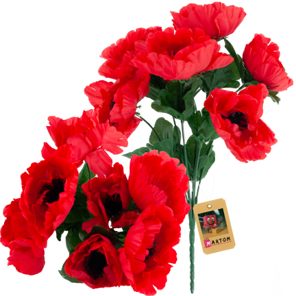 Mohnblumen-Dekorationsstrauß, Kunstblumen, Frühlingsdekoration, rot, 7 Blüten