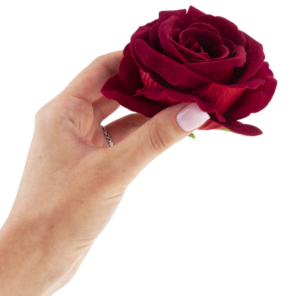 CV33001-3 BIG TUBE ROSE großer Kopf künstliche Blumen für Tafelaufsätze kastanienbraun Velours 8cm