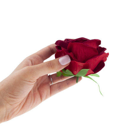 CV33001-3 BIG TUBE ROSE großer Kopf künstliche Blumen für Tafelaufsätze kastanienbraun Velours 8cm