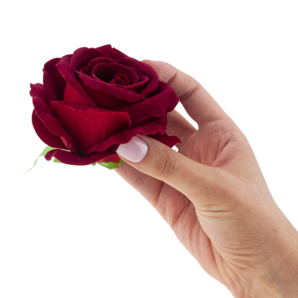 CV33001-3 BIG TUBE ROSE großer Kopf künstliche Blumen für Tafelaufsätze kastanienbraun Velours 8cm