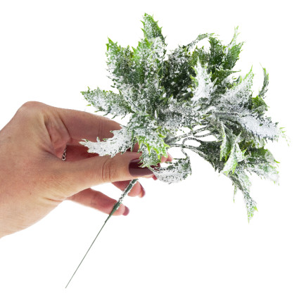 CV33744 Oset, grüner Zierzweig, Schnee, Accessoire für Kränze und Sträuße, Kunstblumen