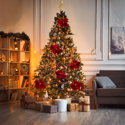 CV34101-6 STERN VON BETHLEHEM AUF SPITZE VELOUR POINSETTIA WEIHNACHTSBAUM