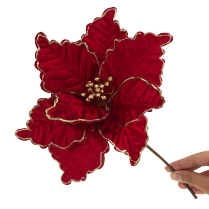 CV34186-6 Weihnachtsstern, Poinsettia-Blüte für den Weihnachtsbaum, groß, auf einem Stiel, Dekoration