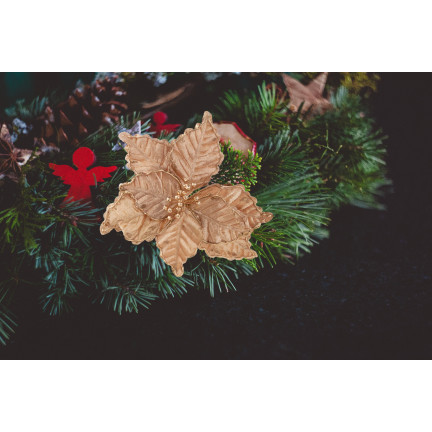CV34186-3 Weihnachtsstern, Poinsettie für den Weihnachtsbaum, groß, auf Stiel, Dekoration
