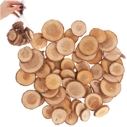 CV34574 Holzscheiben, Natur-Dekoration, im Beutel, DIY, Basteln