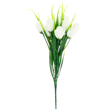 CV35281-1 KÜNSTLICHER KROKUS STRAUSS WEISS 10 KÖPFE 35 CM FRÜHLING 5 ZWEIGE