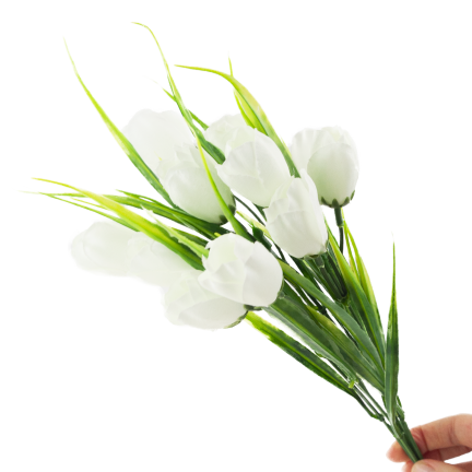 CV35281-1 KÜNSTLICHER KROKUS STRAUSS WEISS 10 KÖPFE 35 CM FRÜHLING 5 ZWEIGE