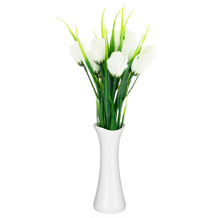CV35281-1 KÜNSTLICHER KROKUS STRAUSS WEISS 10 KÖPFE 35 CM FRÜHLING 5 ZWEIGE