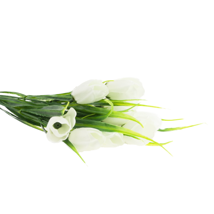 CV35281-1 KÜNSTLICHER KROKUS STRAUSS WEISS 10 KÖPFE 35 CM FRÜHLING 5 ZWEIGE