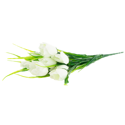 CV35281-1 KÜNSTLICHER KROKUS STRAUSS WEISS 10 KÖPFE 35 CM FRÜHLING 5 ZWEIGE