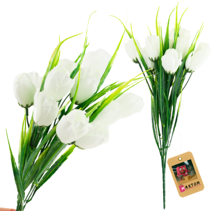 CV35281-1 KÜNSTLICHER KROKUS STRAUSS WEISS 10 KÖPFE 35 CM FRÜHLING 5 ZWEIGE