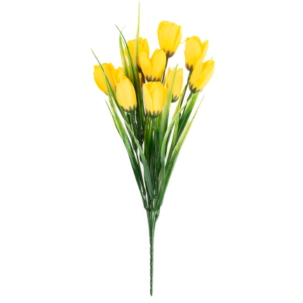CV35281-2 KÜNSTLICHER KROKUS STRAUSS GELB 10 KÖPFE 35 CM FRÜHLING 5 ZWEIGE