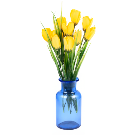 CV35281-2 KÜNSTLICHER KROKUS STRAUSS GELB 10 KÖPFE 35 CM FRÜHLING 5 ZWEIGE