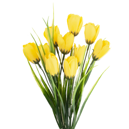 CV35281-2 KÜNSTLICHER KROKUS STRAUSS GELB 10 KÖPFE 35 CM FRÜHLING 5 ZWEIGE