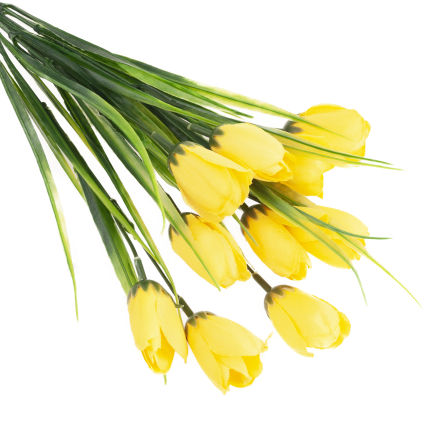 CV35281-2 KÜNSTLICHER KROKUS STRAUSS GELB 10 KÖPFE 35 CM FRÜHLING 5 ZWEIGE