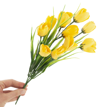 CV35281-2 KÜNSTLICHER KROKUS STRAUSS GELB 10 KÖPFE 35 CM FRÜHLING 5 ZWEIGE