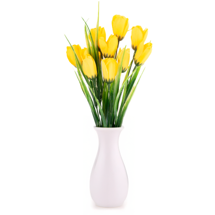 CV35281-2 KÜNSTLICHER KROKUS STRAUSS GELB 10 KÖPFE 35 CM FRÜHLING 5 ZWEIGE