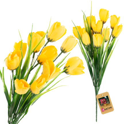 CV35281-2 KÜNSTLICHER KROKUS STRAUSS GELB 10 KÖPFE 35 CM FRÜHLING 5 ZWEIGE