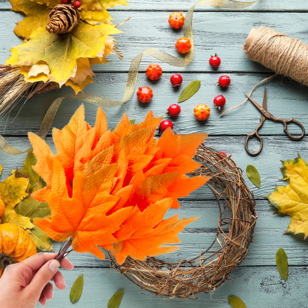 CV36805-1 Künstliche Dekoblätter am Stiel, 9 Stück – Herbst-Set