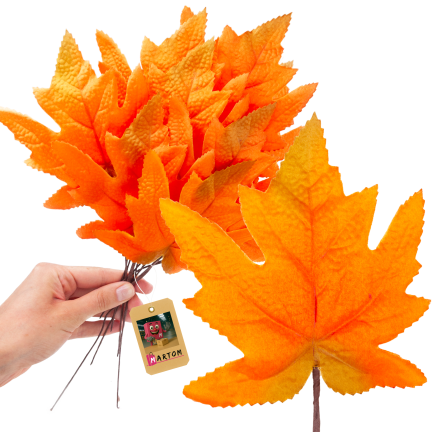 CV36805-1 Künstliche Dekoblätter am Stiel, 9 Stück – Herbst-Set