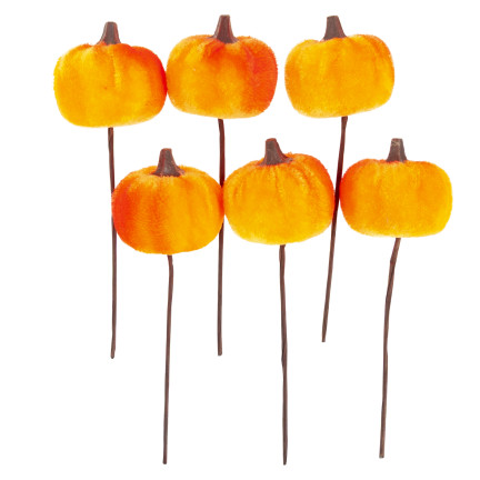 CV36807 Kürbis, künstliche Kürbisse IN PIKU 6PTS orange Dekorative perfekt für Herbst und Halloween