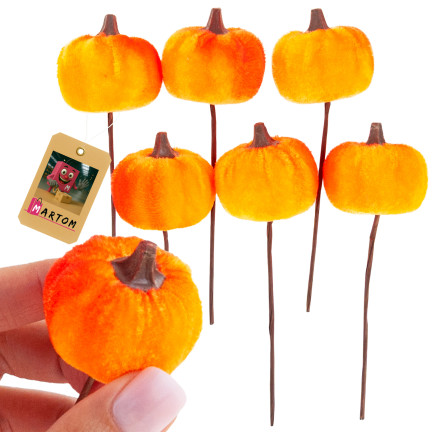 CV36807 Kürbis, künstliche Kürbisse IN PIKU 6PTS orange Dekorative perfekt für Herbst und Halloween