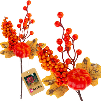 CV36844 Dekorative Zweig mit Kürbis 31?cm, Herbst Dekoration, Kranz, Zusammensetzung