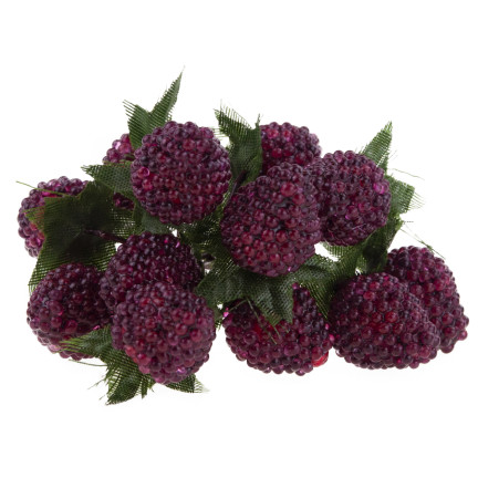 Ein Strauß aus künstlichen Früchten, Himbeeren und Brombeeren auf einem Stiel, Dekoration für einen Gesteck, 12 Früchte