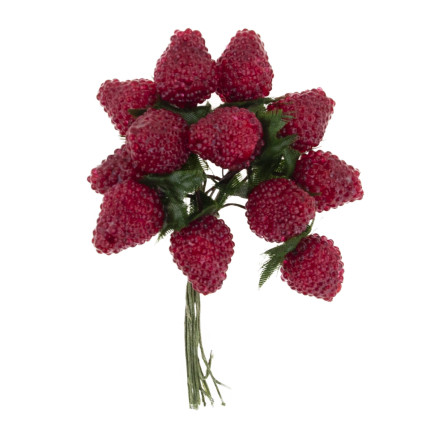 Ein Strauß aus künstlichen Früchten, Himbeeren und Brombeeren auf einem Stiel, Dekoration für einen Gesteck, 12 Früchte