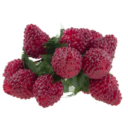 Ein Strauß aus künstlichen Früchten, Himbeeren und Brombeeren auf einem Stiel, Dekoration für einen Gesteck, 12 Früchte