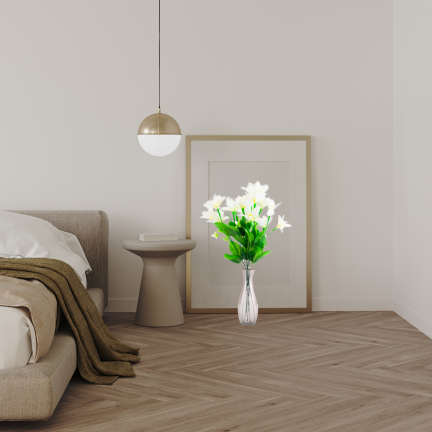 CV38046-1 SAFRAN BOUQUET 7 ZWEIGE BLÄTTER GRAS WEISS DICHT