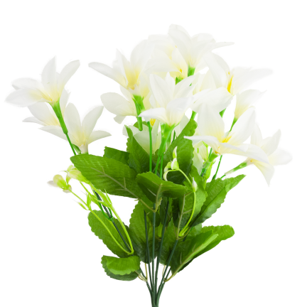 CV38046-1 SAFRAN BOUQUET 7 ZWEIGE BLÄTTER GRAS WEISS DICHT