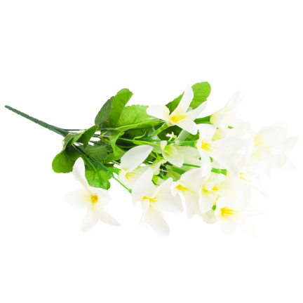 CV38046-1 SAFRAN BOUQUET 7 ZWEIGE BLÄTTER GRAS WEISS DICHT